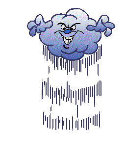 Angry cloud throwing lightning.